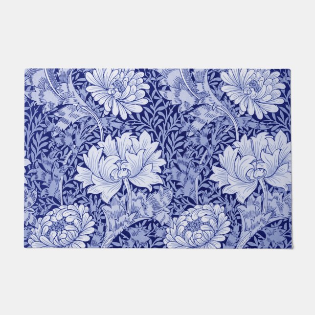 Chrysanthemum Blue, William Morris Doormat (Front)