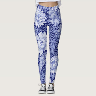 Chrysanthemum Blue, William Morris Leggings