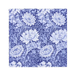 Chrysanthemum Blue, William Morris Metal Print
