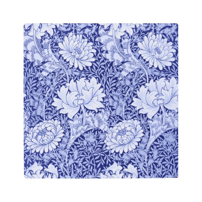 Chrysanthemum Blue, William Morris Metal Print (Front)