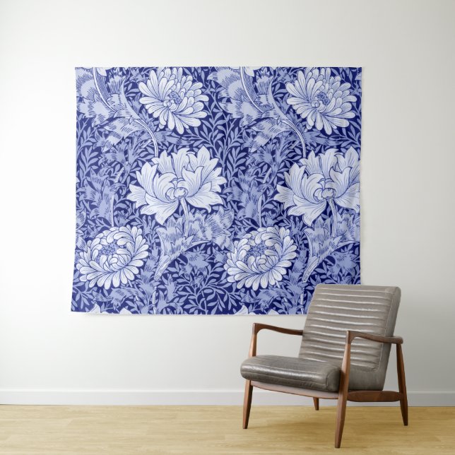 Chrysanthemum Blue, William Morris Tapestry (In Situ (Horizontal))