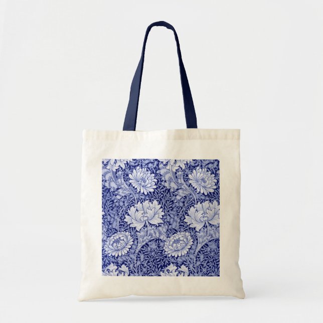 Chrysanthemum Blue, William Morris Tote Bag (Front)
