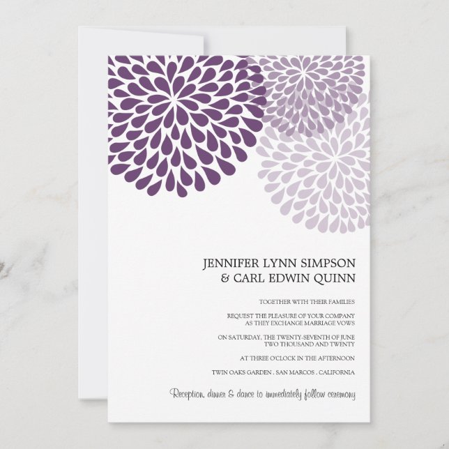 Chrysanthemum Bouquet (Purple) Invitation (Front)