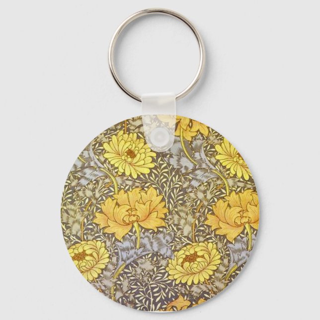 chrysanthemum by William Morris Keychain (Front)