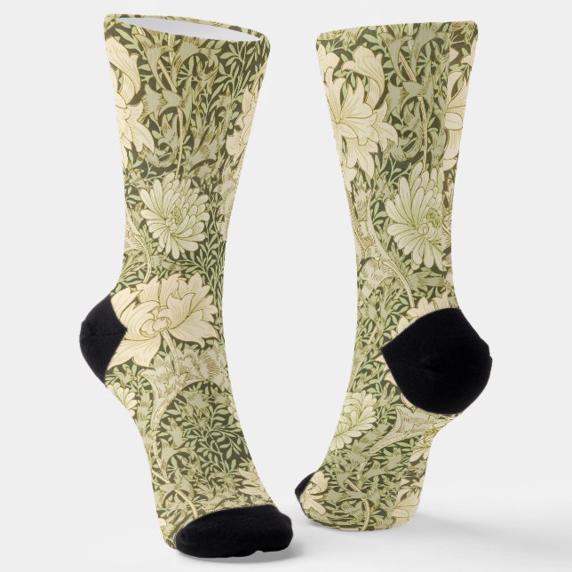 Chrysanthemum by William Morris, Vintage Art Socks (Angled)