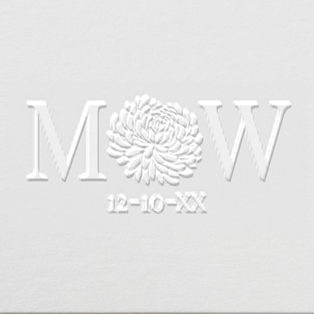 Chrysanthemum Couple Wedding 2 Initial Dt Monogram Embosser (Design)