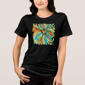 Chrysanthemum Cute Colorful Blue Green Orange Tri-Blend Shirt