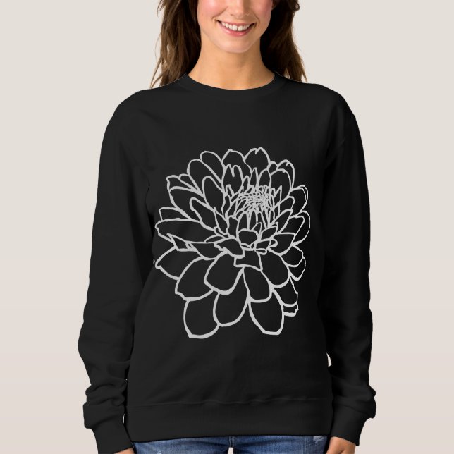 Chrysanthemum Drawing - White Sweatshirt (Front)