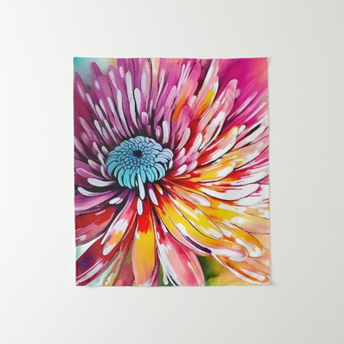 Chrysanthemum Flower Abstract Art Floral Colorful Tapestry