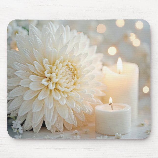 Chrysanthemum Flower and Candles Mouse Pad (Front)