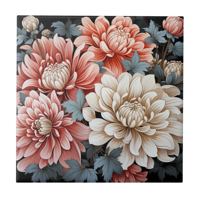 Chrysanthemum Flower Ceramic Tile (Front)