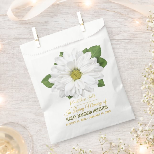 Chrysanthemum Flower Funeral Memorial Favor Bag (Clipped)