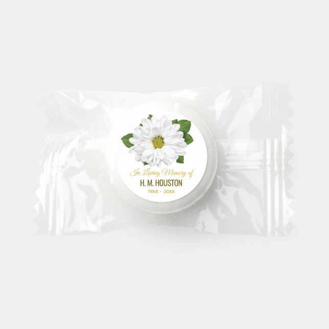 Chrysanthemum Flower Funeral Memorial Life Saver® Mints (Front)