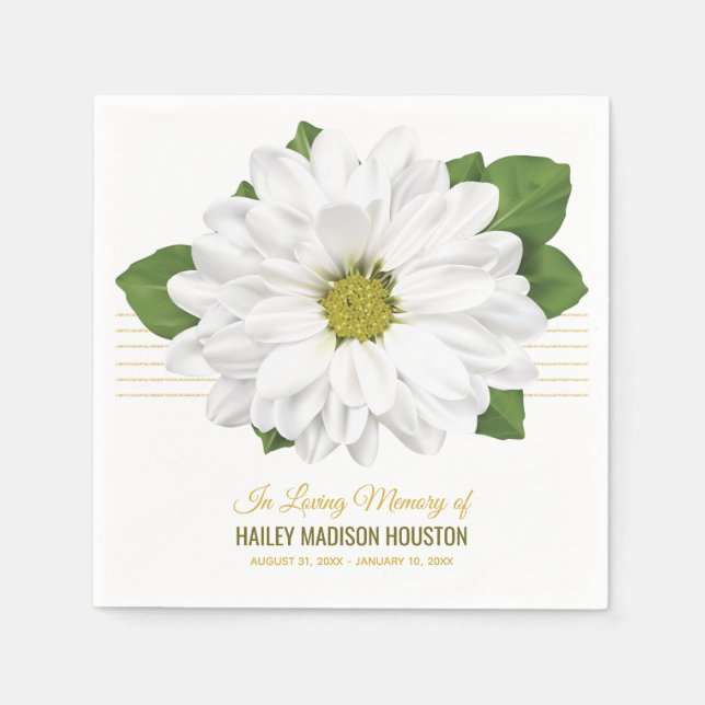 Chrysanthemum Flower Funeral Memorial Napkins (Front)