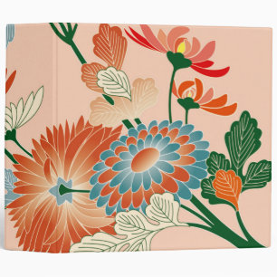 Chrysanthemum Flower, Japanese Design 3 Ring Binder