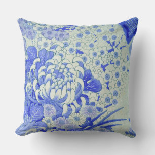 Chrysanthemum Flower, Japanese Design Throw Pillow