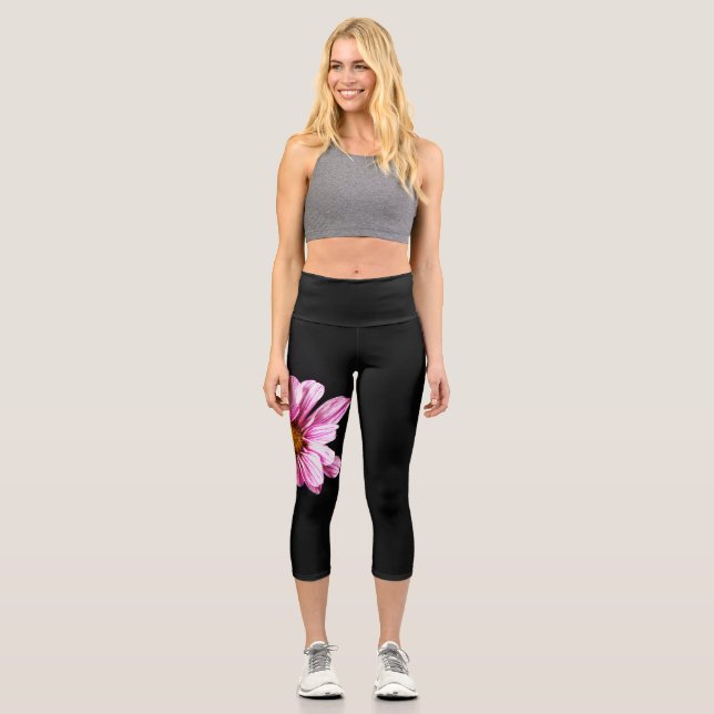 Chrysanthemum Flower lecapcnm Capri Leggings (Front)