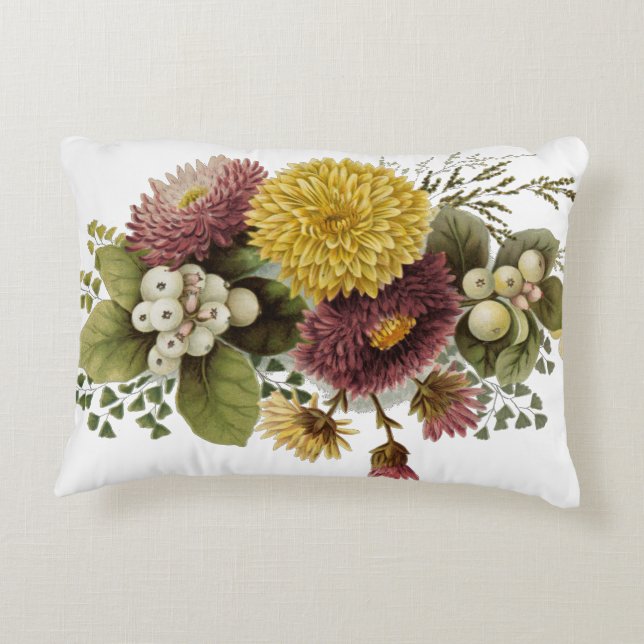Chrysanthemum Flower Mum Floral Accent Pillow (Back)