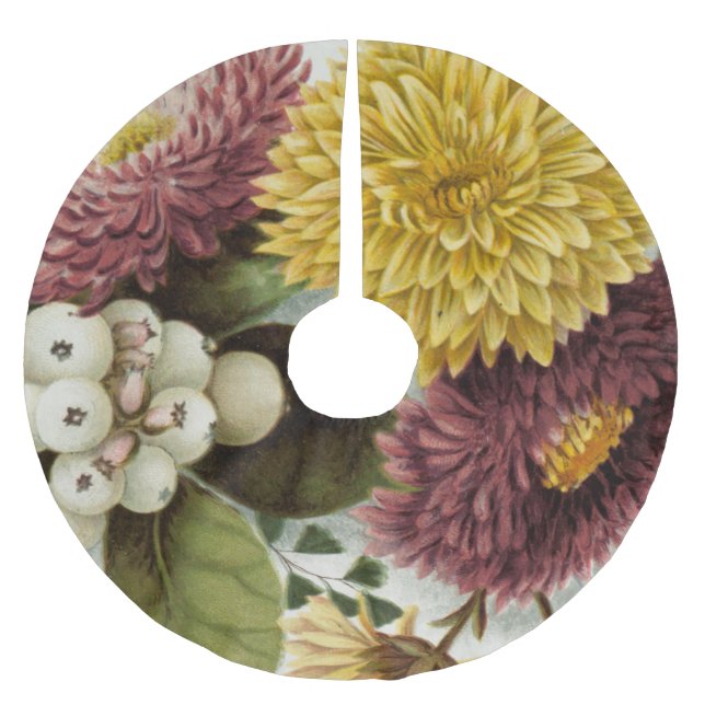 Chrysanthemum Flower Mum Floral Brushed Polyester Tree Skirt (Front)