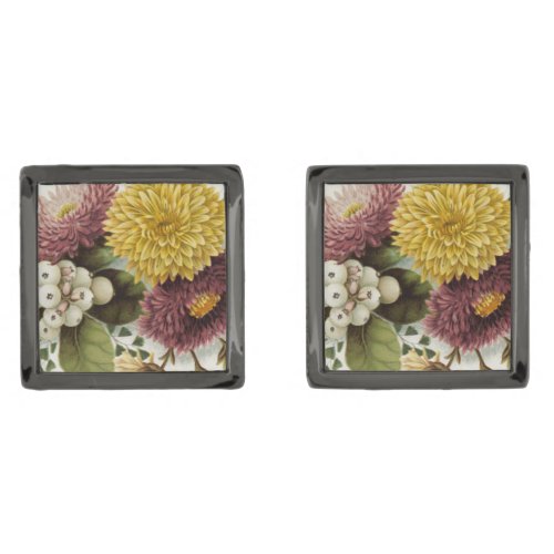 Chrysanthemum Flower Mum Floral Cufflinks