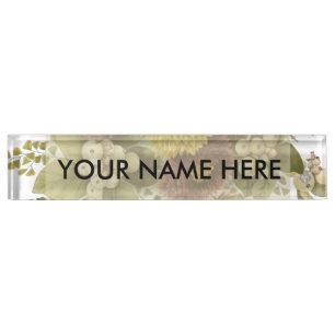 Chrysanthemum Flower Mum Floral Desk Name Plate