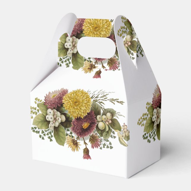 Chrysanthemum Flower Mum Floral Favor Boxes (Front Side)