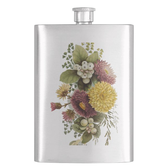 Chrysanthemum Flower Mum Floral Flask (Front)