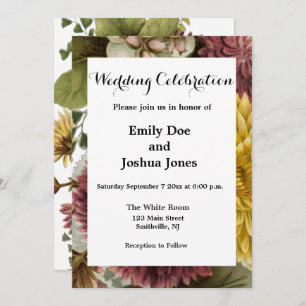 Chrysanthemum Flower Mum Floral Invitation