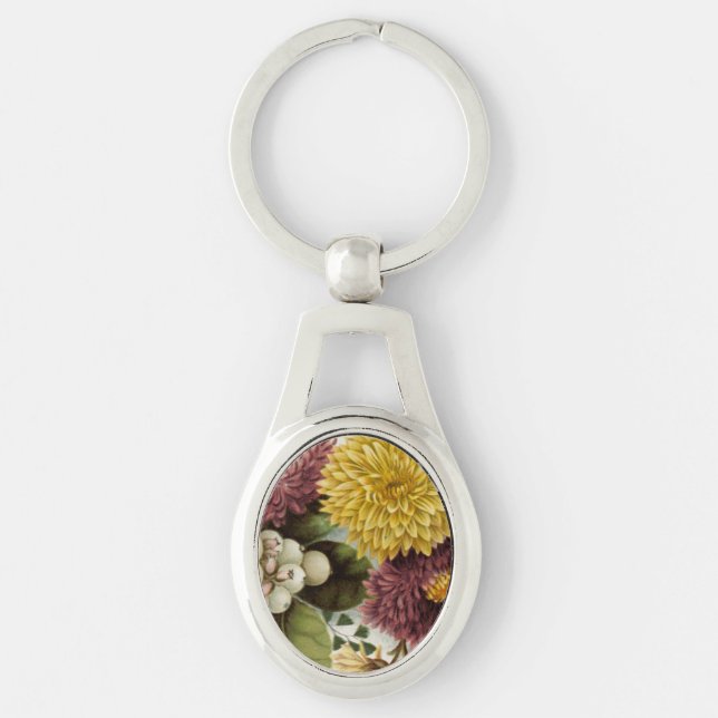Chrysanthemum Flower Mum Floral Keychain (Front)