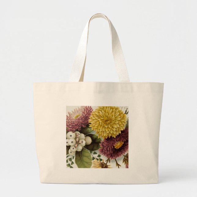 Chrysanthemum Flower Mum Floral Large Tote Bag (Front)