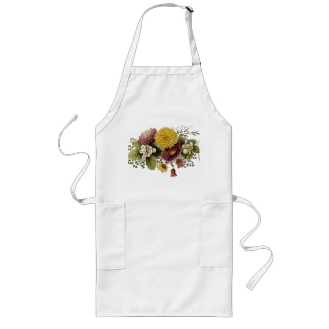Chrysanthemum Flower Mum Floral Long Apron (Front)
