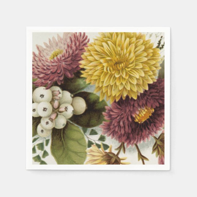 Chrysanthemum Flower Mum Floral Napkins (Front)