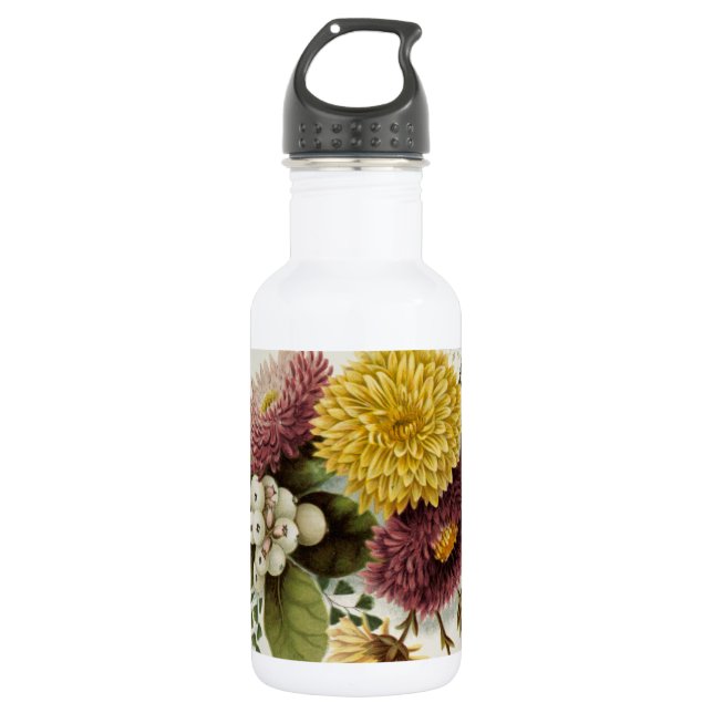 Chrysanthemum Flower Mum Floral Stainless Steel Water Bottle (Front)