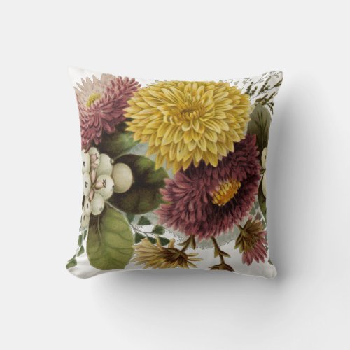 Chrysanthemum Flower Mum Floral Throw Pillow