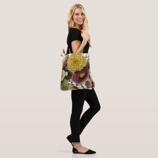 Chrysanthemum Flower Mum Floral Tote Bag (On Model)