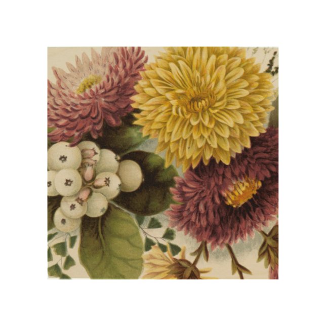 Chrysanthemum Flower Mum Floral Wood Wall Art (Front)