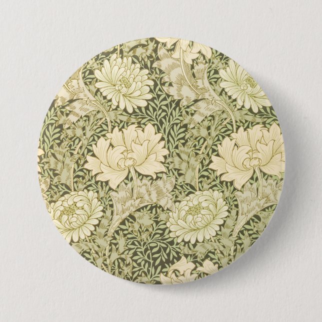 Chrysanthemum Flower Pattern (by William Morris) Button (Front)
