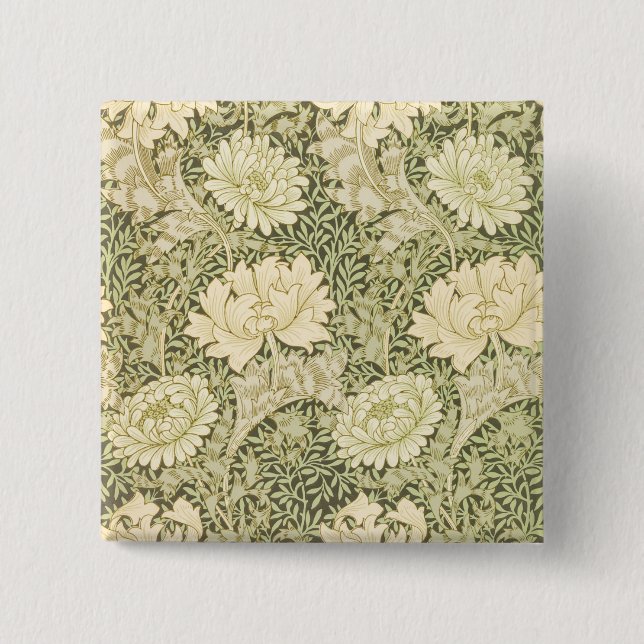 Chrysanthemum Flower Pattern (by William Morris) Button (Front)