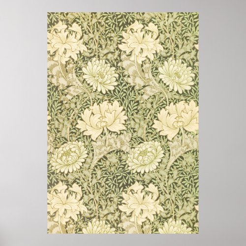 Chrysanthemum Flower Pattern by William Morris Poster