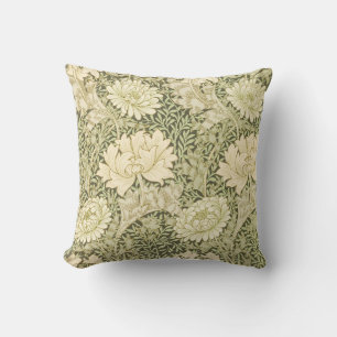 Chrysanthemum Flower Pattern (by William Morris) Throw Pillow
