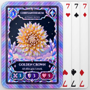 Chrysanthemum Flower, Rainbow Foil Art Poker Cards