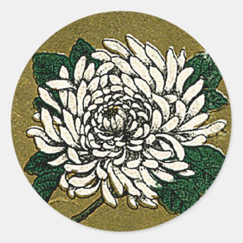 Chrysanthemum Flower Vintage Japanese Silk Label