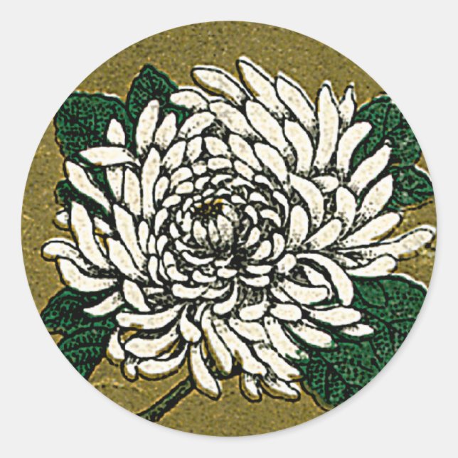Chrysanthemum Flower Vintage Japanese Silk Label (Front)