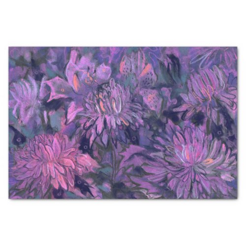 Chrysanthemum Flowers Abstract Floral Art Violet Tissue Paper