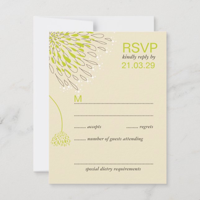 Chrysanthemum Flowers Floral Elegant Wedding RSVP Card (Back)