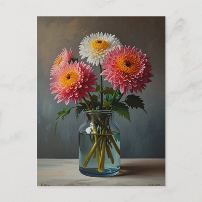 Chrysanthemum flowers postcard (Front)