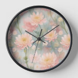 Chrysanthemum flowers watercolor design clock