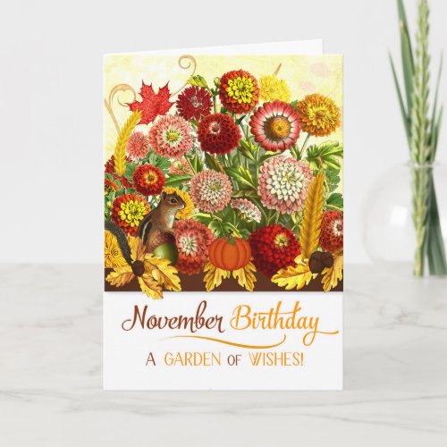 Chrysanthemum Garden November Birthday Card