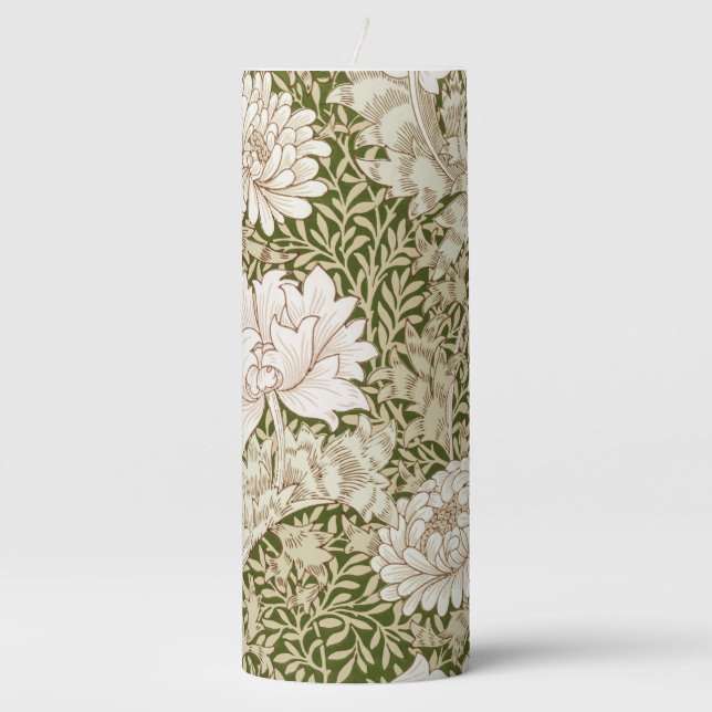 Chrysanthemum Gold, William Morris Pillar Candle (Front)