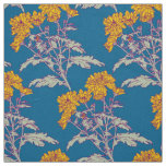 Chrysanthemum golden yellow graphic drawing fabric